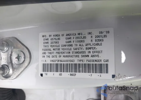 2010 Honda Accord 3.5 Ex-L z USA, uszkodzony, nr VIN 1HGCP3F84AA001043